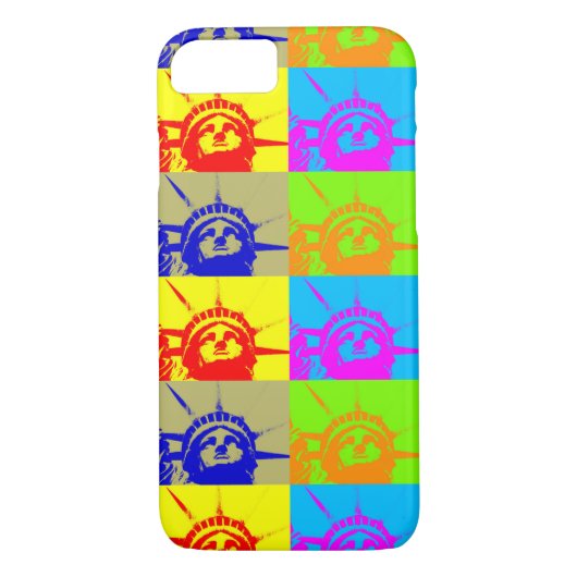 4 Kleur Pop Art Lady Liberty iPhone 7 Hoesje (Achterkant)