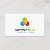 4 kleuren Groen Blauw Geel Rood - Modern Cube Logo Visitekaartje (Achterkant)