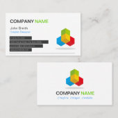 4 kleuren Groen Blauw Geel Rood - Modern Cube Logo Visitekaartje (Voorkant / Achterkant)