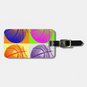 4 Kleuren Pop Art Basketbal Bagagelabel