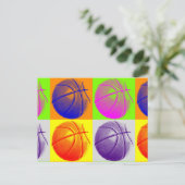 4 Kleuren Pop Art Basketbal Briefkaart (Staand voorkant)