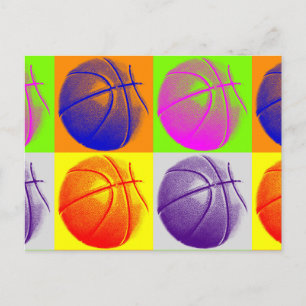 4 Kleuren Pop Art Basketbal Briefkaart