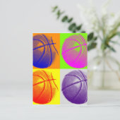 4 Kleuren Pop Art Basketbal Briefkaart (Staand voorkant)