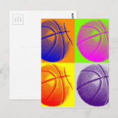 4 Kleuren Pop Art Basketbal Briefkaart (Voorkant / Achterkant)