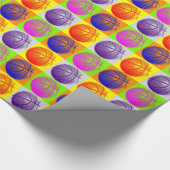 4 Kleuren Pop Art Basketbal Cadeaupapier (Hoek)