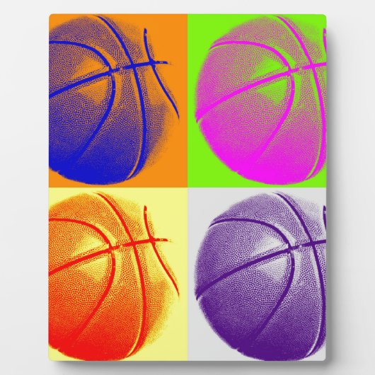 4 Kleuren Pop Art Basketbal Fotoplaat (Voorkant)