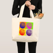 4 Kleuren Pop Art Basketbal Grote Tote Bag (Voorkant (product))