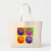 4 Kleuren Pop Art Basketbal Grote Tote Bag (Voorkant)