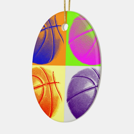 4 Kleuren Pop Art Basketbal Keramisch Ornament (Links)