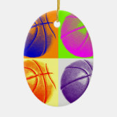 4 Kleuren Pop Art Basketbal Keramisch Ornament (Voorkant)