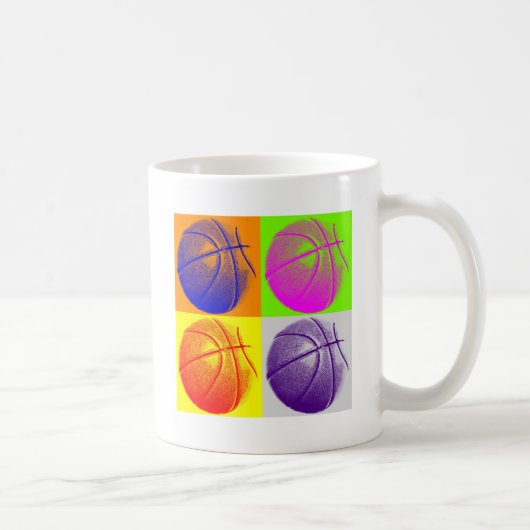 4 Kleuren Pop Art Basketbal Koffiemok (Rechts)