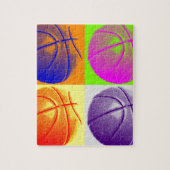 4 Kleuren Pop Art Basketbal Legpuzzel (Verticaal)