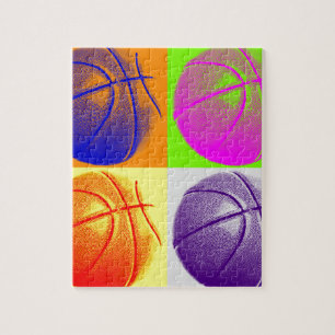 4 Kleuren Pop Art Basketbal Legpuzzel