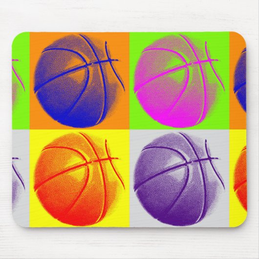4 Kleuren Pop Art Basketbal Muismat (Voorkant)