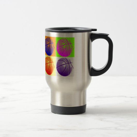 4 Kleuren Pop Art Basketbal Reisbeker (Rechts)