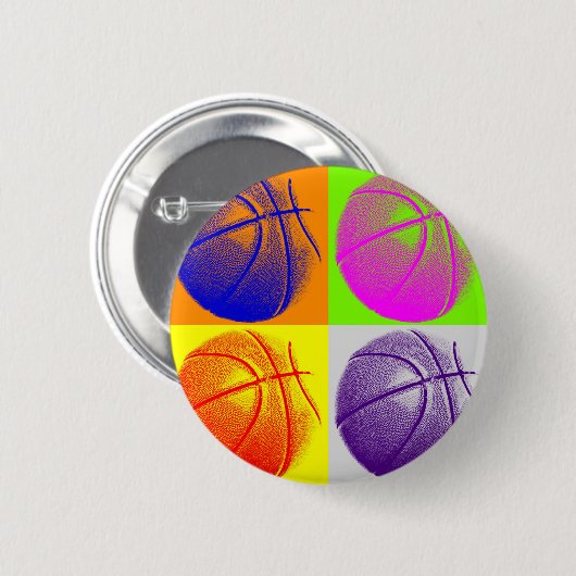 4 Kleuren Pop Art Basketbal Ronde Button 5,7 Cm (Voorkant /achterkant)