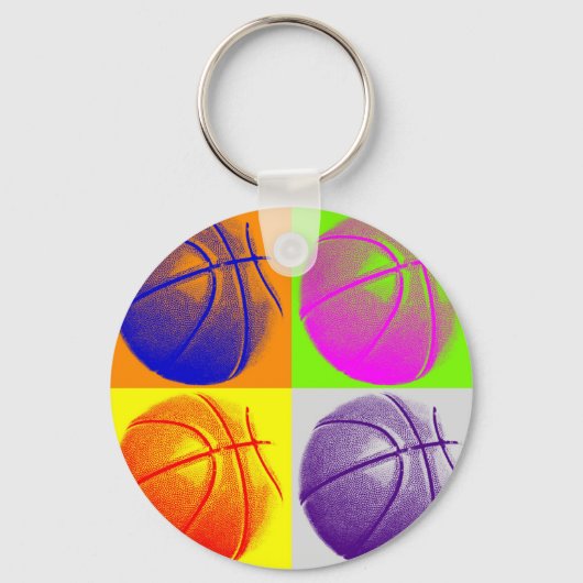 4 Kleuren Pop Art Basketbal Sleutelhanger (Voorkant)