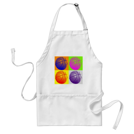 4 Kleuren Pop Art Basketbal Standaard Schort (Voorkant)