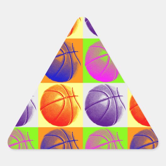 4 Kleuren Pop Art Basketbal Sticker (Voorkant)