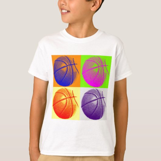 4 Kleuren Pop Art Basketbal T-shirt (Voorkant)
