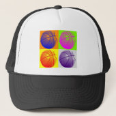 4 Kleuren Pop Art Basketbal Trucker Pet (Voorkant)