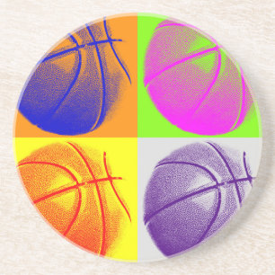 4 Kleuren Pop Art Basketbal Zandsteen Onderzetter