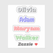 4 kleurrijke retro Kinderen | Aangepaste naam Stic Sticker (Vel)