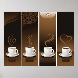 4 Koffiebekers in vector Poster