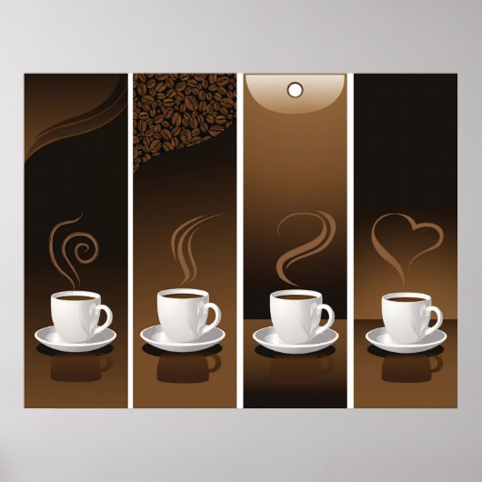 4 Koffiebekers in vector Poster (Voorkant)