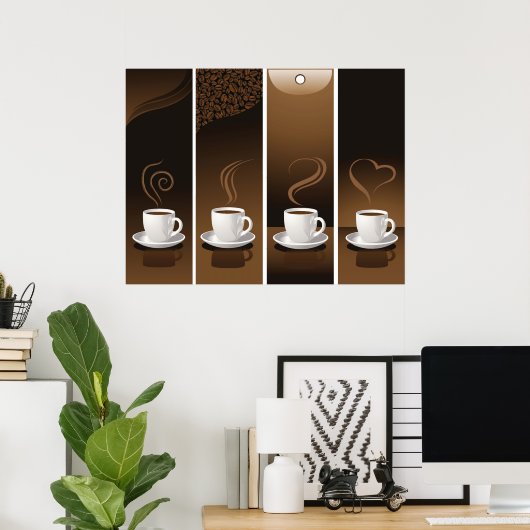 4 Koffiebekers in vector Poster (Thuiskantoor)