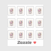 4 kopje bloemen sticker (Vel)