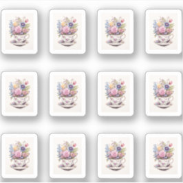 4 kopje bloemen sticker