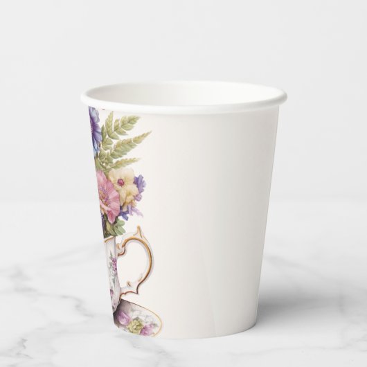 4 kopjes bloem papieren bekers (Achterkant)