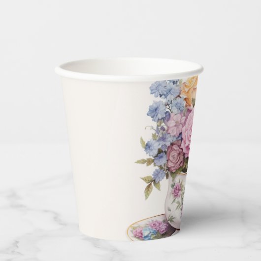 4 kopjes bloem papieren bekers (Voorkant)