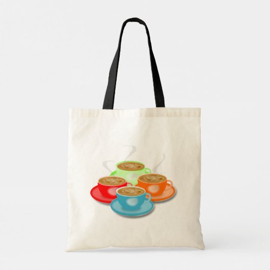 4 kopjes koffie Canvas tas (Achterkant)