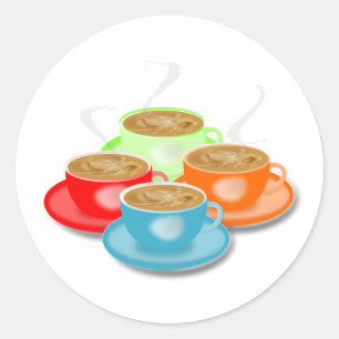 4 kopjes koffie Stickers