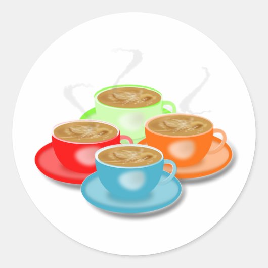 4 kopjes koffie Stickers (Voorkant)