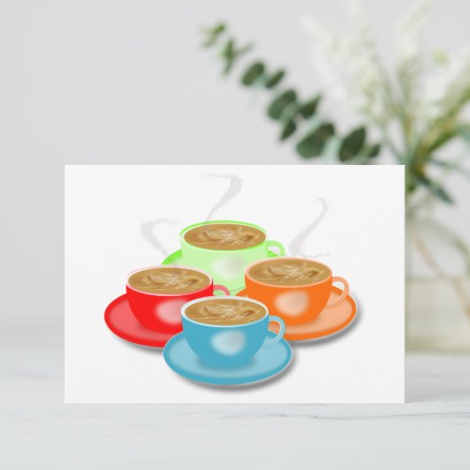 4 kopjes koffie uitnodigingen (Staand voorkant)