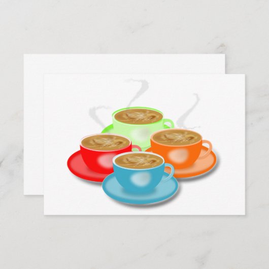 4 kopjes koffie uitnodigingen (Voorkant / Achterkant)