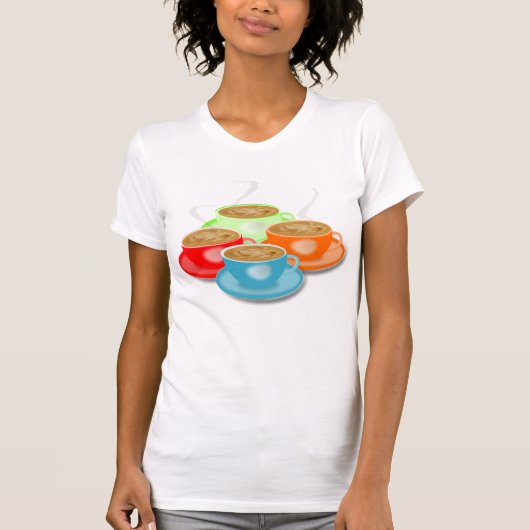4 kopjes koffie vrouwen T-shirt (Voorkant)