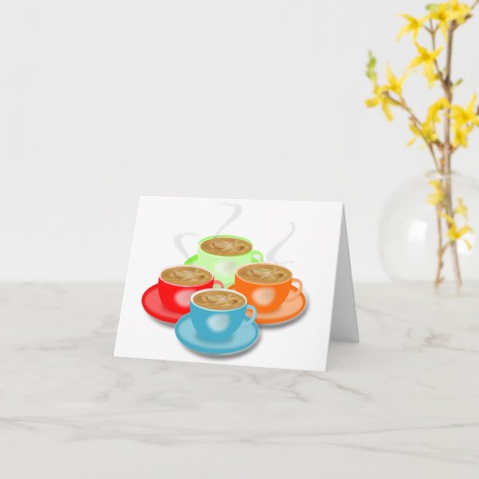 4 kopjes koffiebriefkaarten kaart (Gele Bloem)