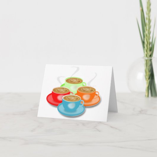4 kopjes koffiebriefkaarten kaart (Voorkant)