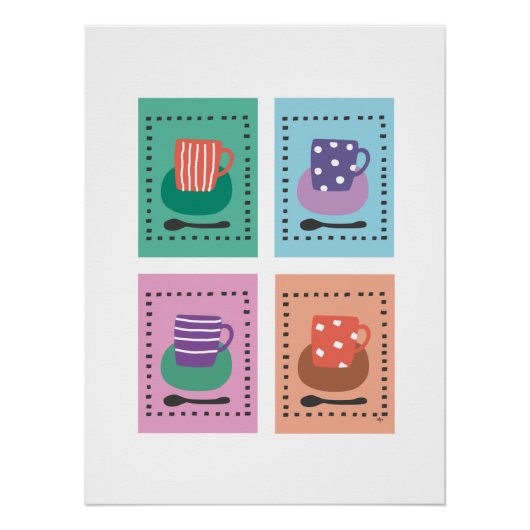 4 kopjes met rand perfect poster (Voorkant)
