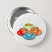 4 Koppen Koffie Knop Ronde Button 7,6 Cm (Voorkant /achterkant)
