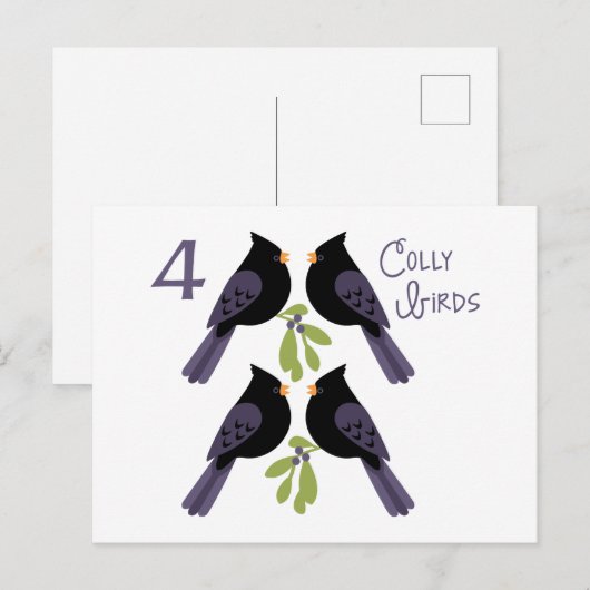 4 koude vogels briefkaart (Voorkant / Achterkant)