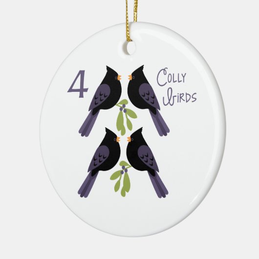 4 koude vogels keramisch ornament (Links)