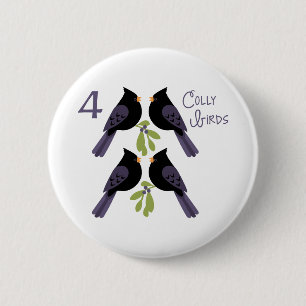 4 koude vogels ronde button 5,7 cm