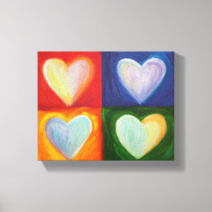 4 Kunstschilderen met liefdesharten schilderen Canvas Afdruk