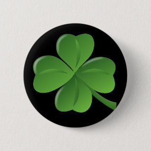 4 Leaf Clover Black Irish Pin Ronde Button 5,7 Cm