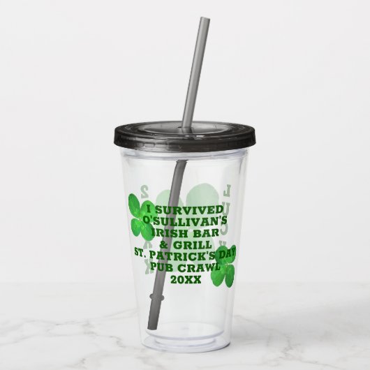 4 Leaf Clover Cool Irish Bar Pub Promotion Acryl Drinkbeker (Achterkant)